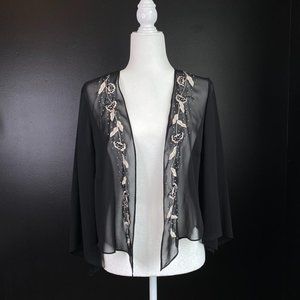 Vintage Floral Embroidered Sheer Cardigan